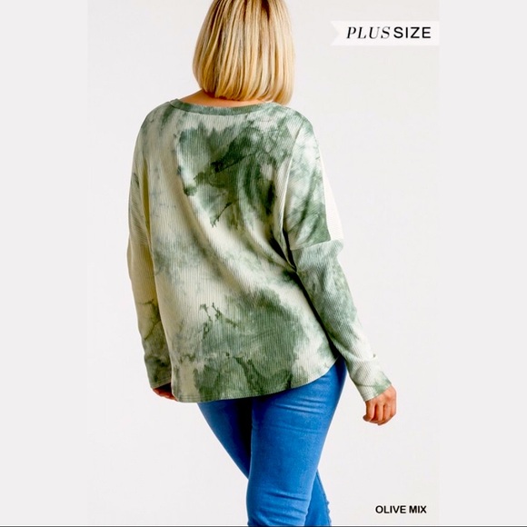NEW Umgee Plus Olive Mix Tie Dye Top XL-2XL - Picture 6 of 15